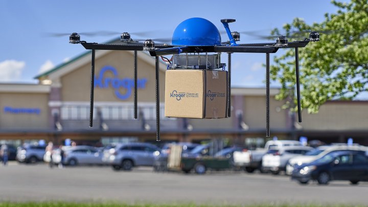 Supermarkt bezorgt met drones ook buitenshuis
