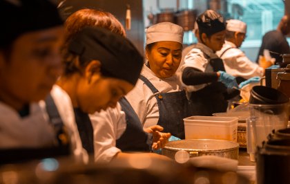 A London restaurant enjoys a robust staff