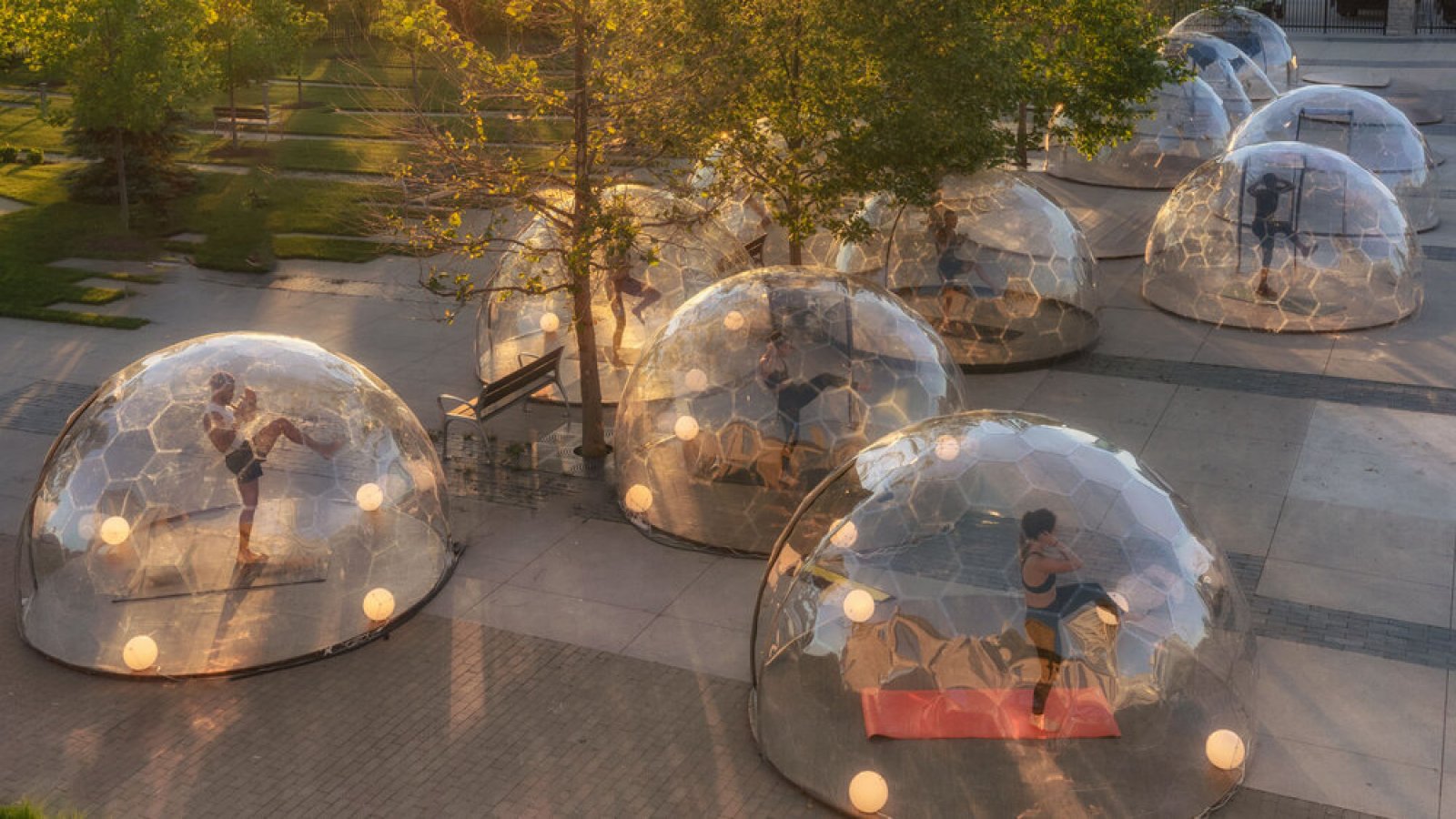 LMNTS Outdoor Studio yoga bubbles
