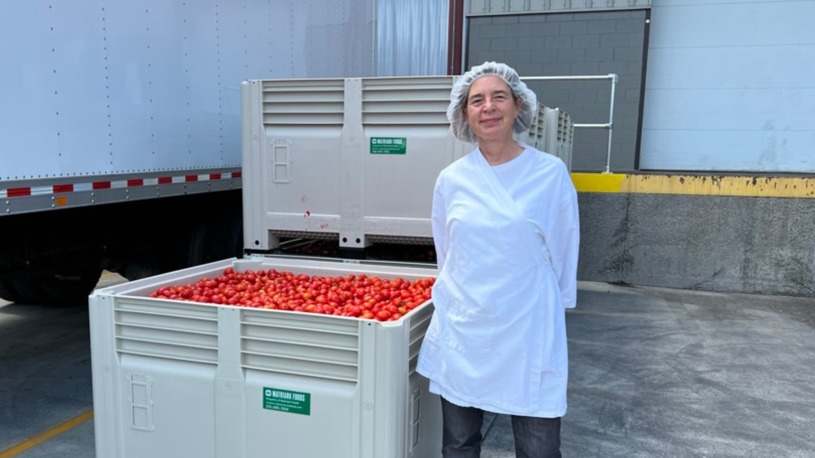Matriark Founder Anna Hammond with surplus tomatoes
