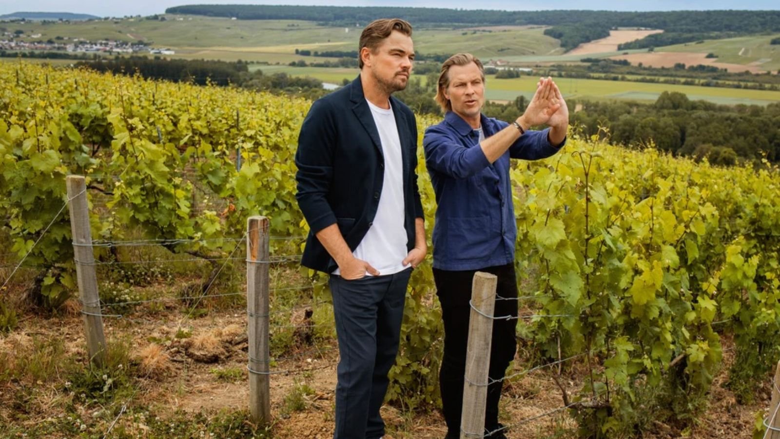 Ludovic Du Plessis (r) en Leonardo DiCaprio (l)