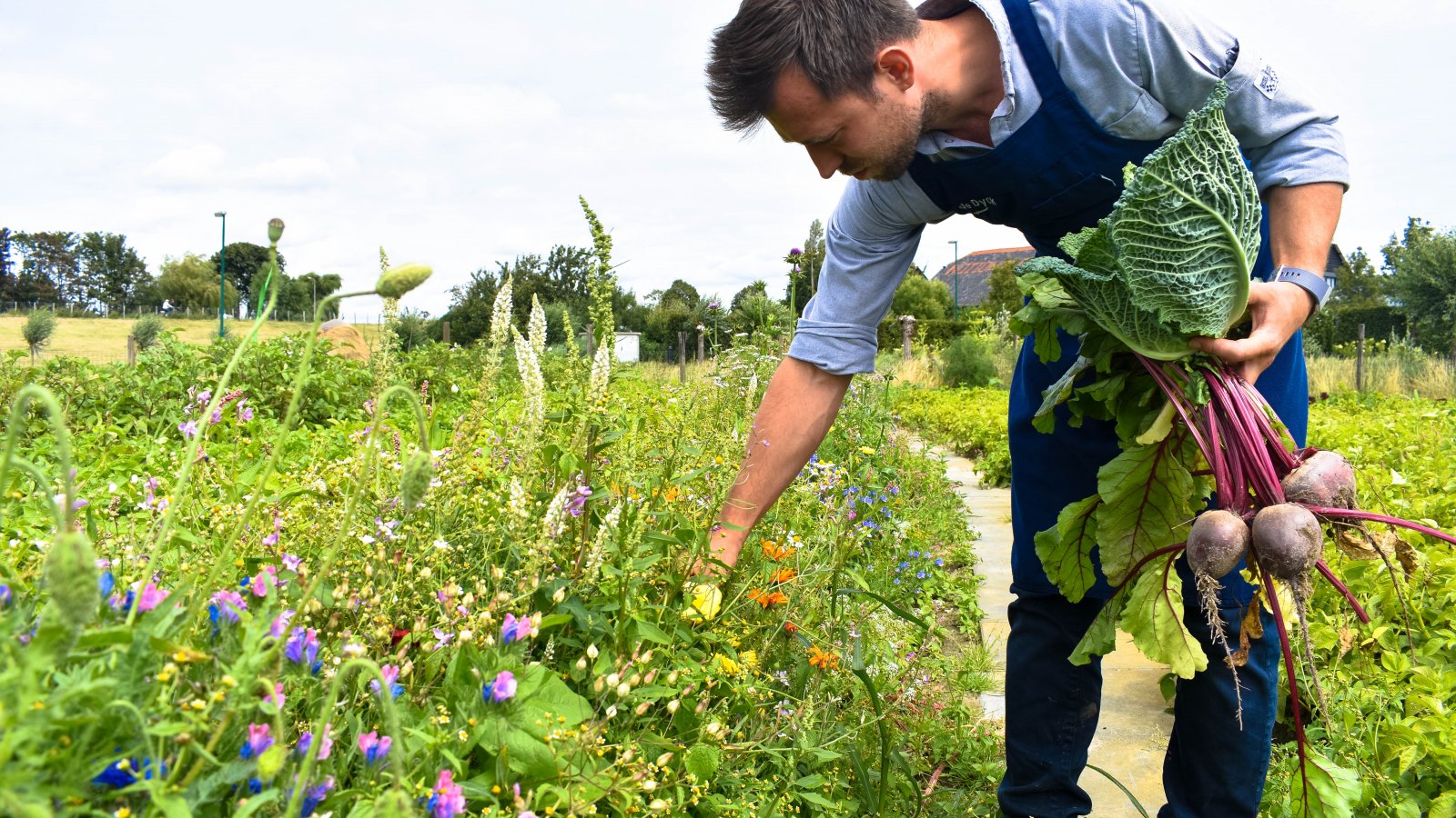 Werken in de moestuin van de Dyck