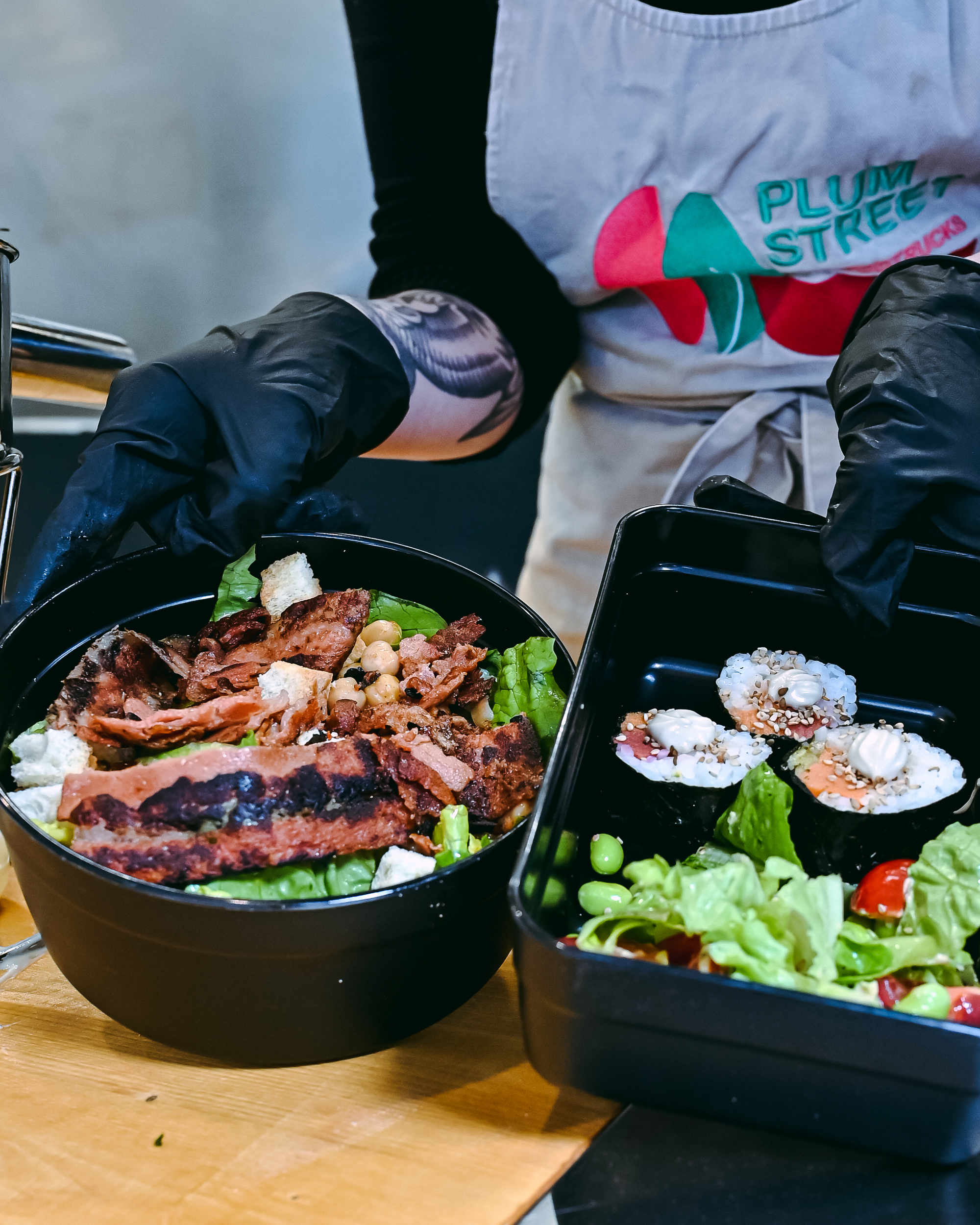 Left: mushroom bacon (Libre foods) | right: fish-free maki (Current Foods)