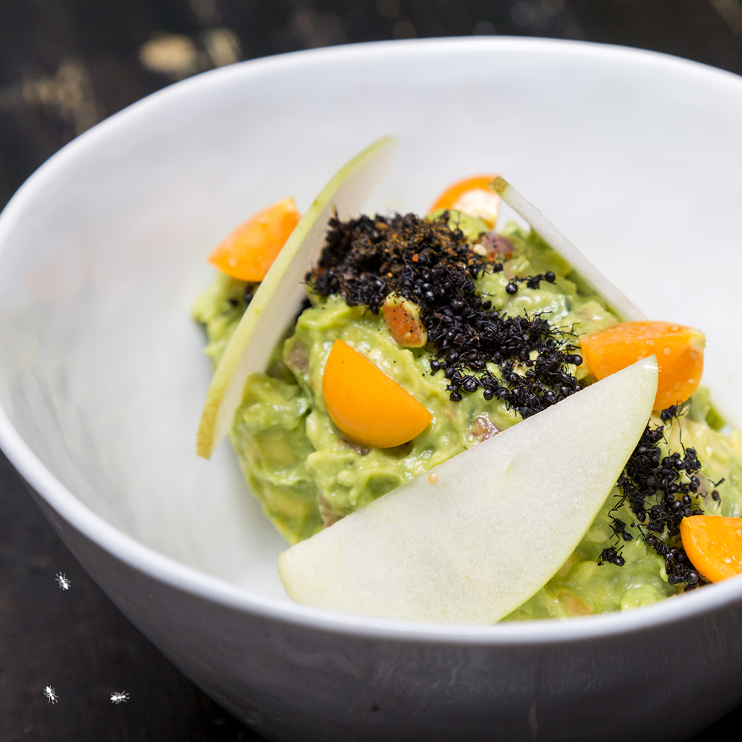 Guacamole met een topping van mieren, op het menu bij The Black Ant