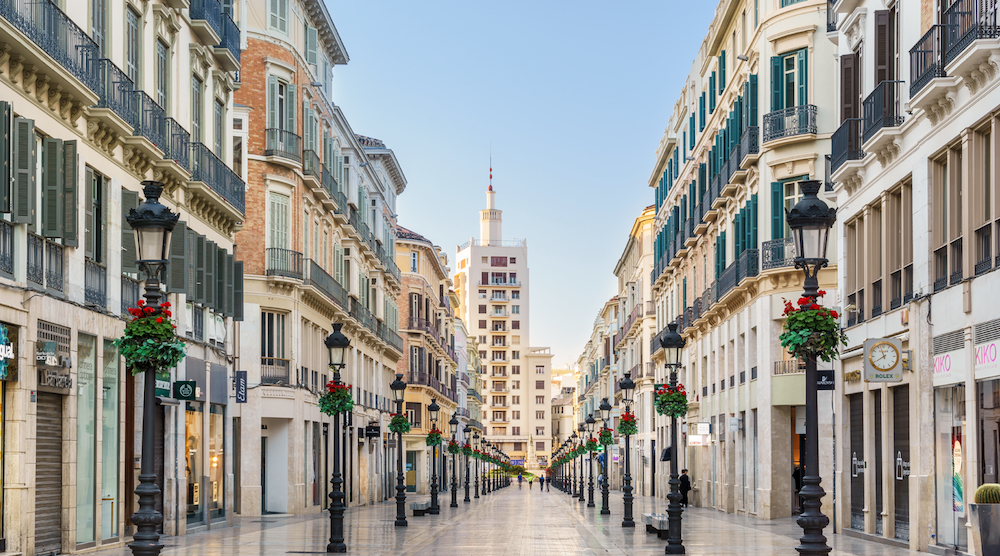 The most expensive shopping street in Malaga, Calle Marqués de Larios 