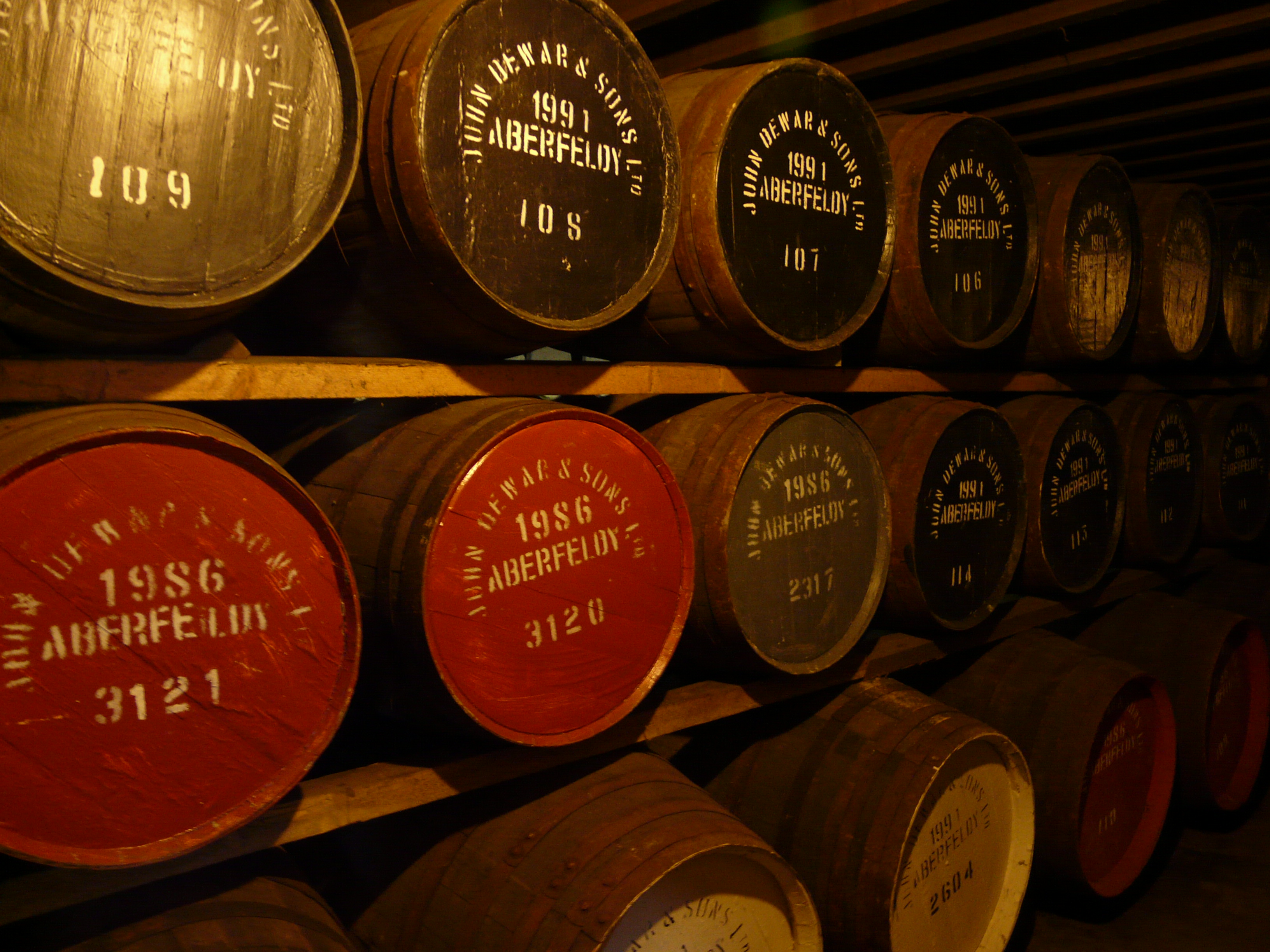 Rijpende whisky bij de Schotse whiskyproducent Aberfeldy